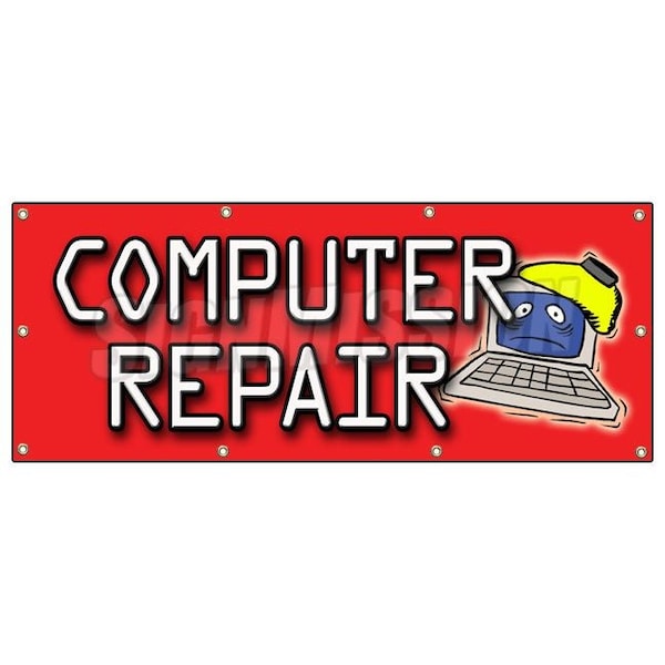 COMPUTER REPAIR BANNER SIGN monitor screem mouse keyboard network fix